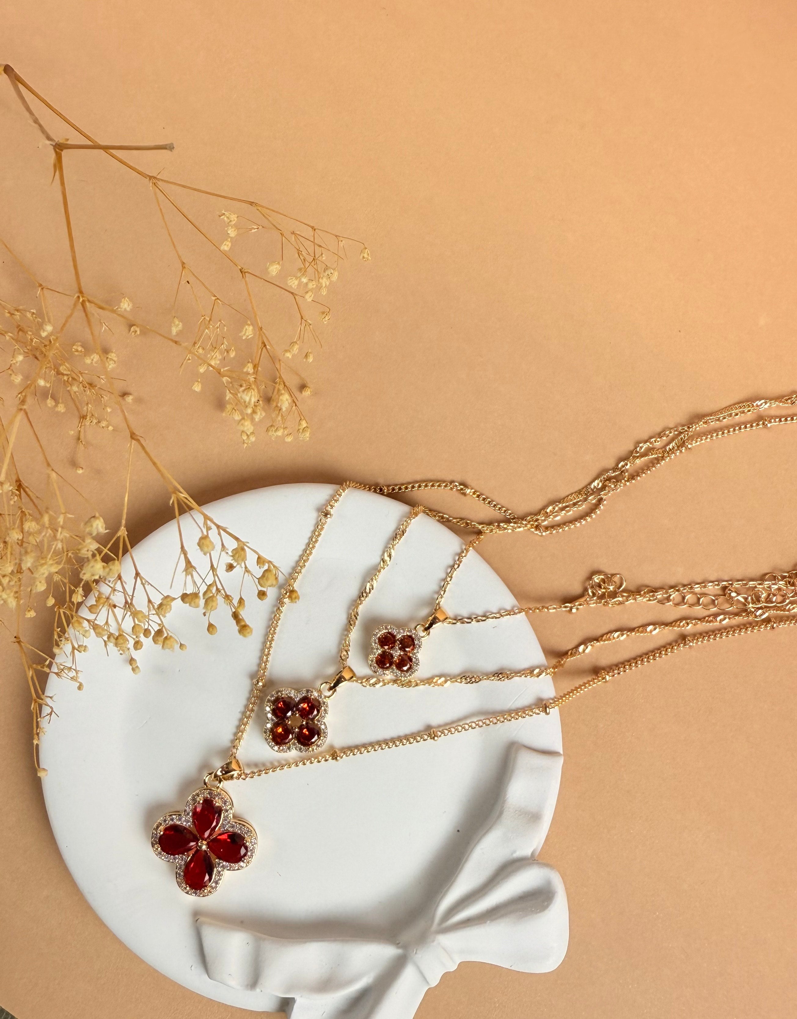 Lam Gold Lili set (red)+ earrings